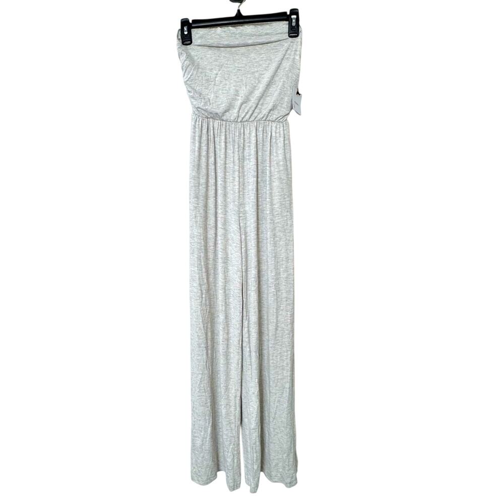 New La La Land Creative Co Grey Halter Stretch Jumpsuit S Boho Beachy Lounge